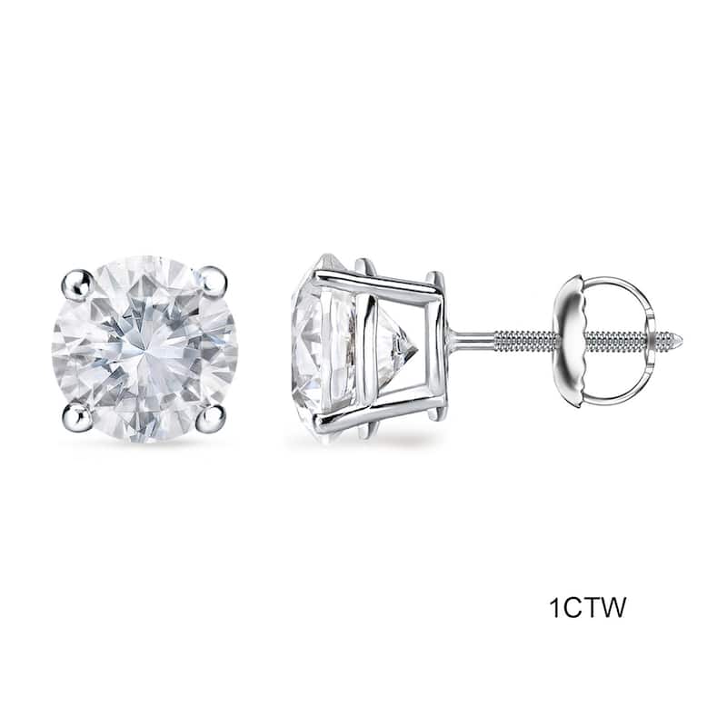 Auriya 1 to 2ctw Round Diamond Stud Earrings Platinum Certified - 1.00ct