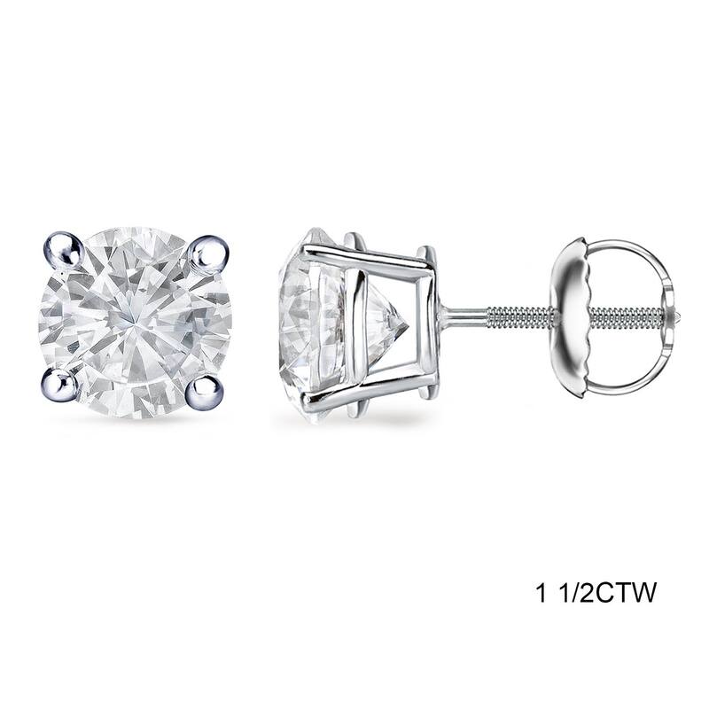 Auriya 1 to 2ctw Round Diamond Stud Earrings Platinum Certified - 1.50ct