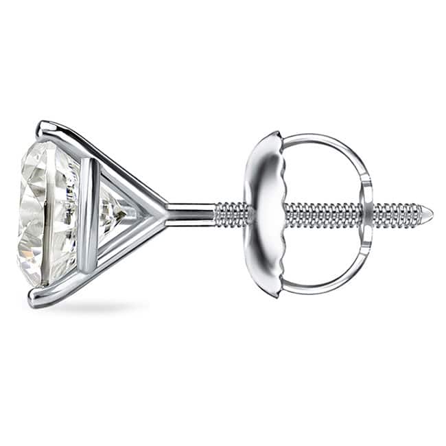 Auriya 1 to 2ct TW Round Diamond Stud Earrings 18k Gold 3-Prong Martini Certified (J-K, I1-I2)