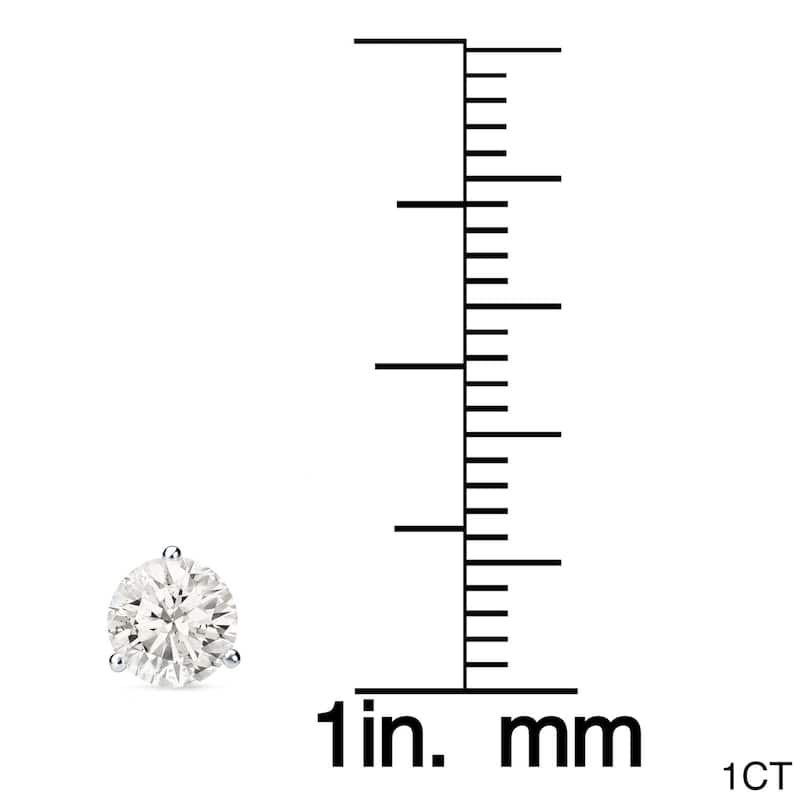 Auriya 1 to 2ct TW Round Diamond Stud Earrings 18k Gold 3-Prong Martini Certified (J-K, I1-I2)