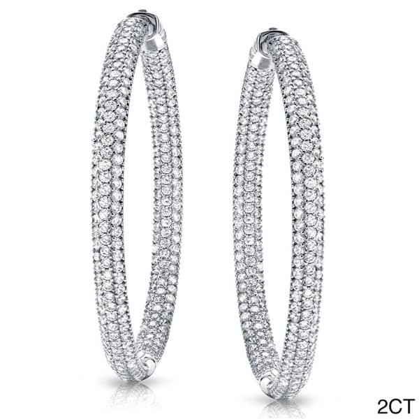 Auriya 14k Gold Small to Large Inside Out Pave Diamond Hoop Earrings (H-I, SI1-SI2)