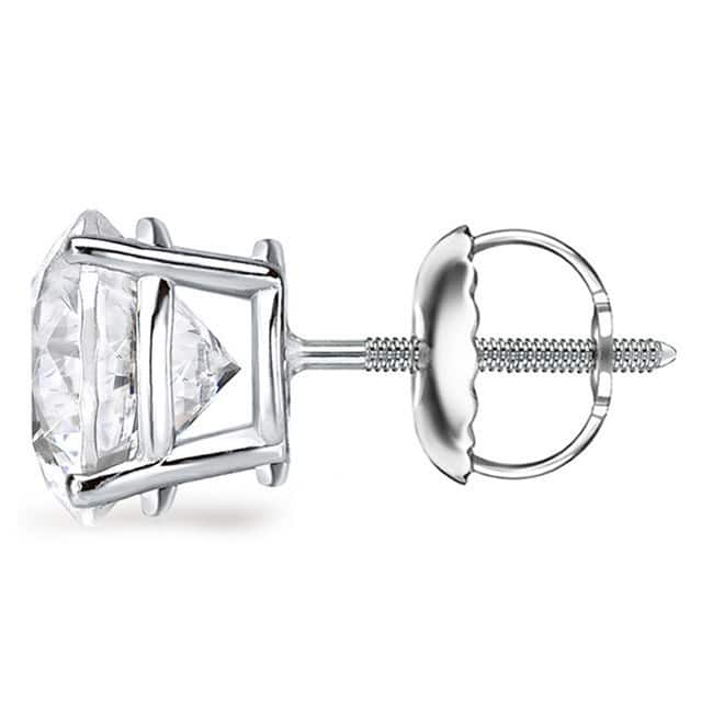 Auriya 1 to 2 carat TW Round Solitaire Diamond Stud Earrings 18K Gold GIA Certified (F-G, VS1-VS2) - F-G, VS1-VS2