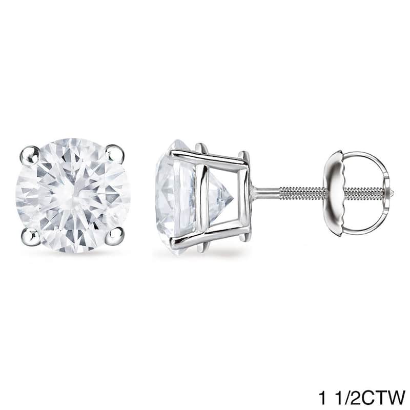 Auriya 1 to 2 carat TW Round Solitaire Diamond Stud Earrings 18K Gold GIA Certified (F-G, VS1-VS2) - F-G, VS1-VS2