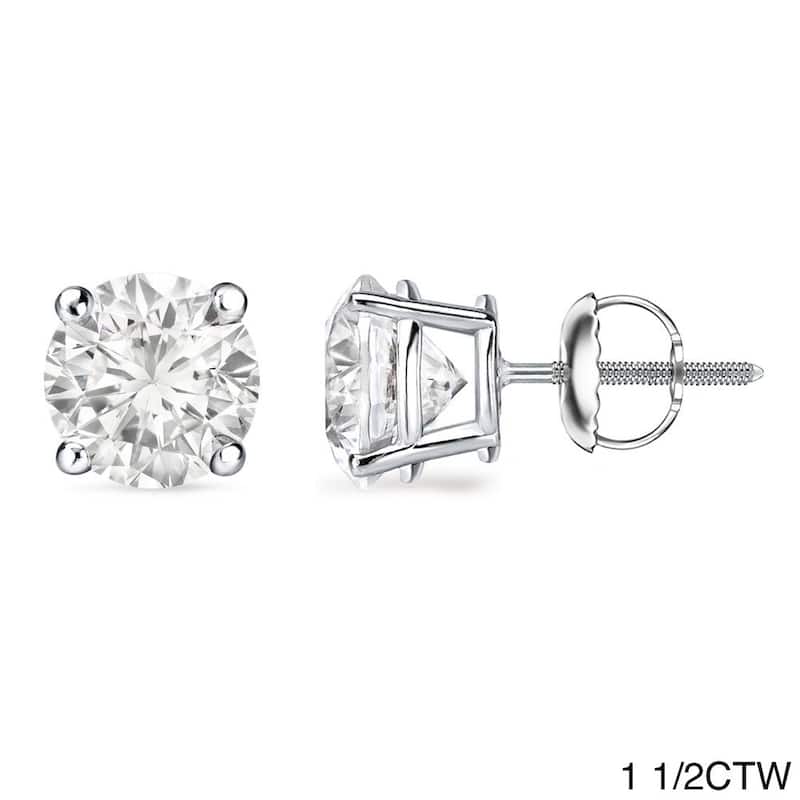 Auriya 1 to 2ctw Round Diamond Stud Earrings 18k Gold Certified