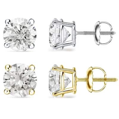 Auriya 1 to 2ctw Round Diamond Stud Earrings 18k Gold Certified