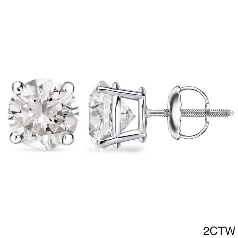 Auriya 1 to 2ctw Round Diamond Stud Earrings 18k Gold Certified