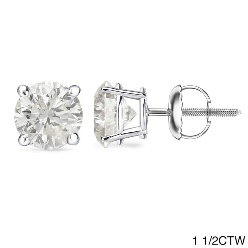 Auriya 1 to 2ctw Round Diamond Stud Earrings 18k Gold Certified (J-K, I1-I2)