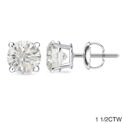 Auriya 1 to 2ctw Round Diamond Stud Earrings 18k Gold Certified (J-K, I1-I2)