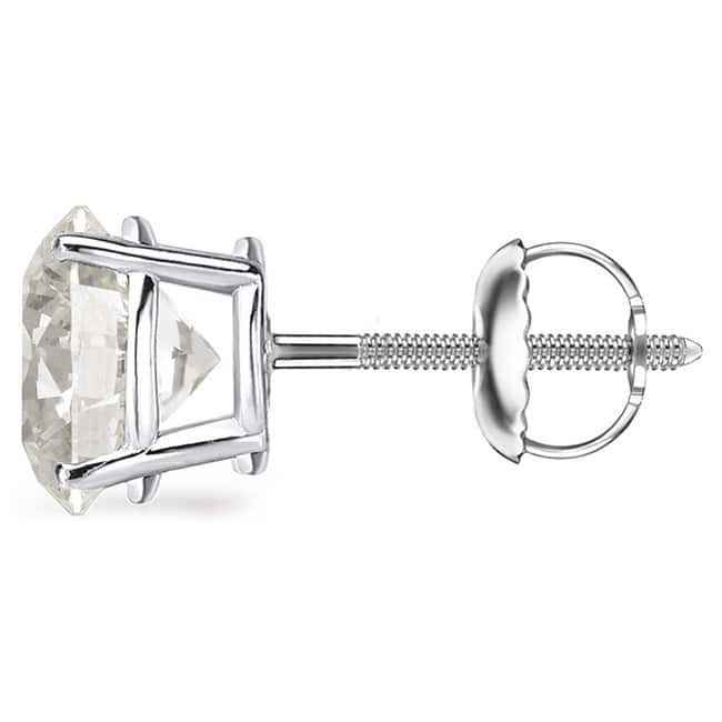 Auriya 1 to 2ctw Round Diamond Stud Earrings 18k Gold Certified (J-K, I1-I2)