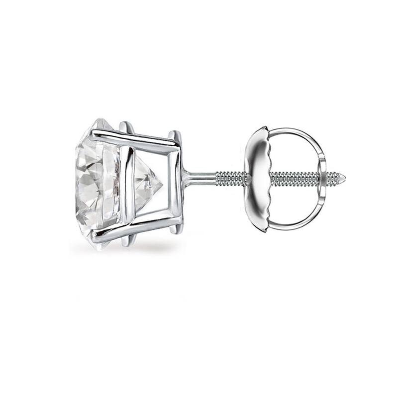 Auriya 1 to 2ctw Round Diamond Stud Earrings Platinum Certified - White (H-I, SI1-SI2)