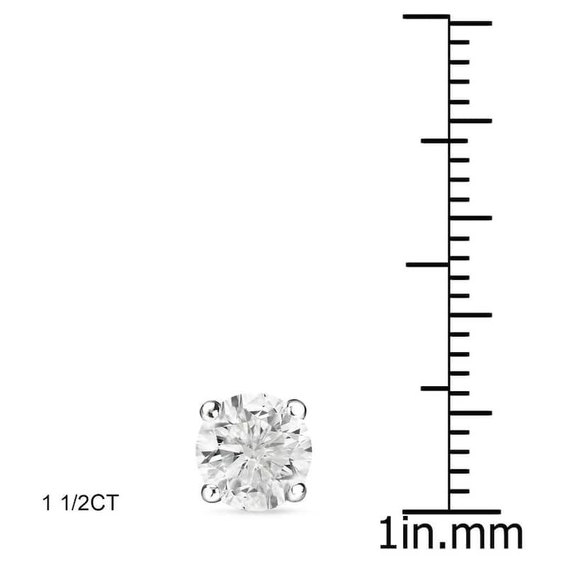 Auriya 1 to 2ctw Round Diamond Stud Earrings Platinum Certified - White (H-I, SI1-SI2)