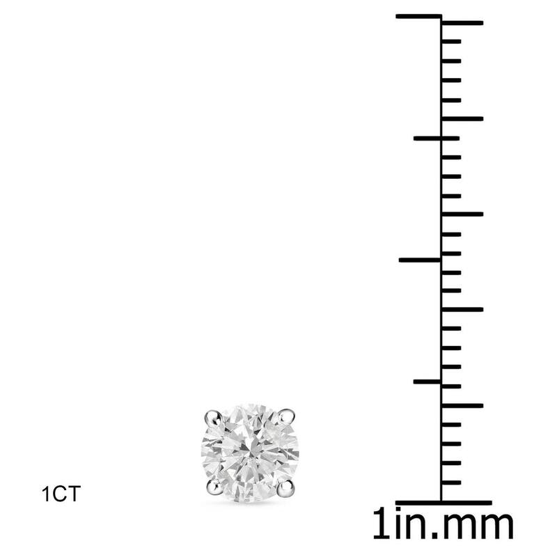 Auriya 1 to 2ctw Round Diamond Stud Earrings Platinum Certified - White (H-I, SI1-SI2)