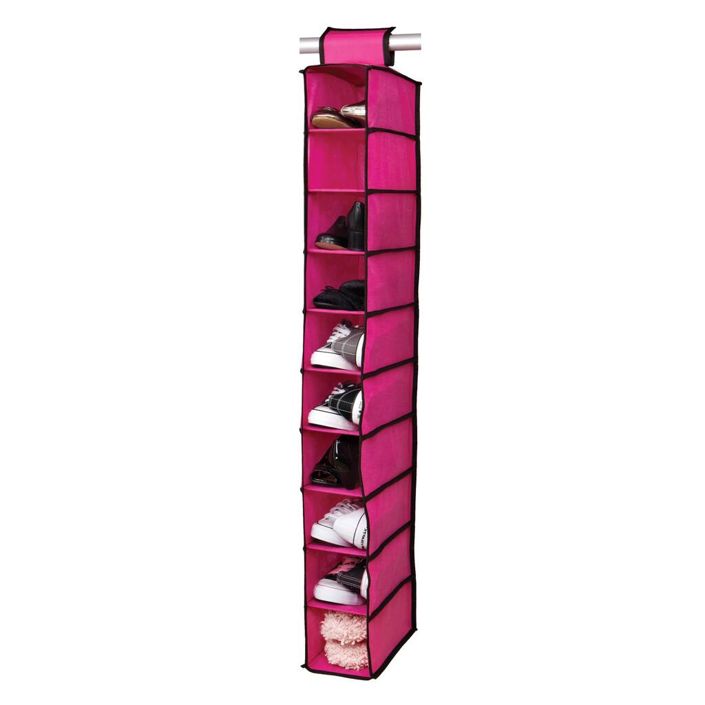 10-shelf Pink/ Black Shoe Organizer
