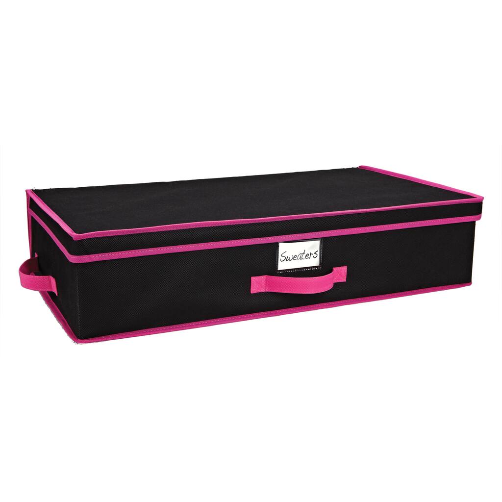 Kennedy Home Collection Black/ Pink 28-inch Underbed Storage Box