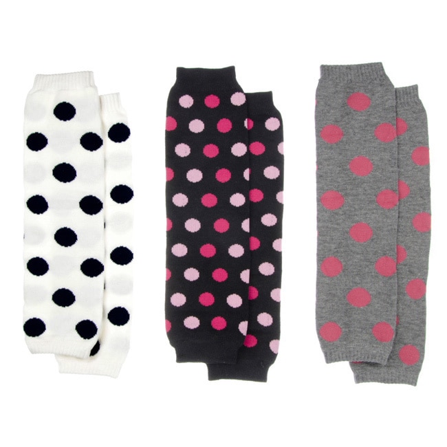 Polka Dot White, Grey And Black Baby Leggings (set Of 3)