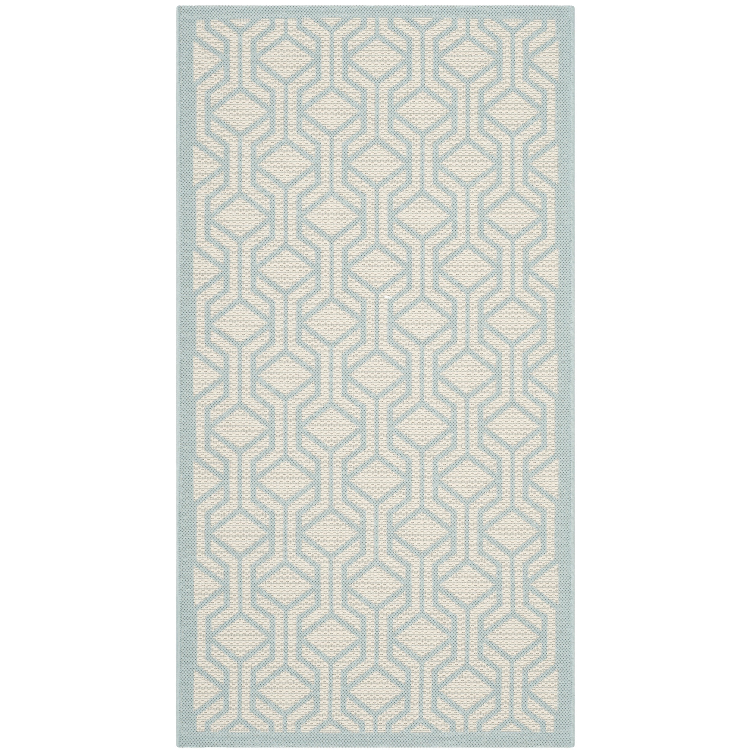 Safavieh Indoor/ Outdoor Courtyard Beige/ Aqua Rug (2 X 37)