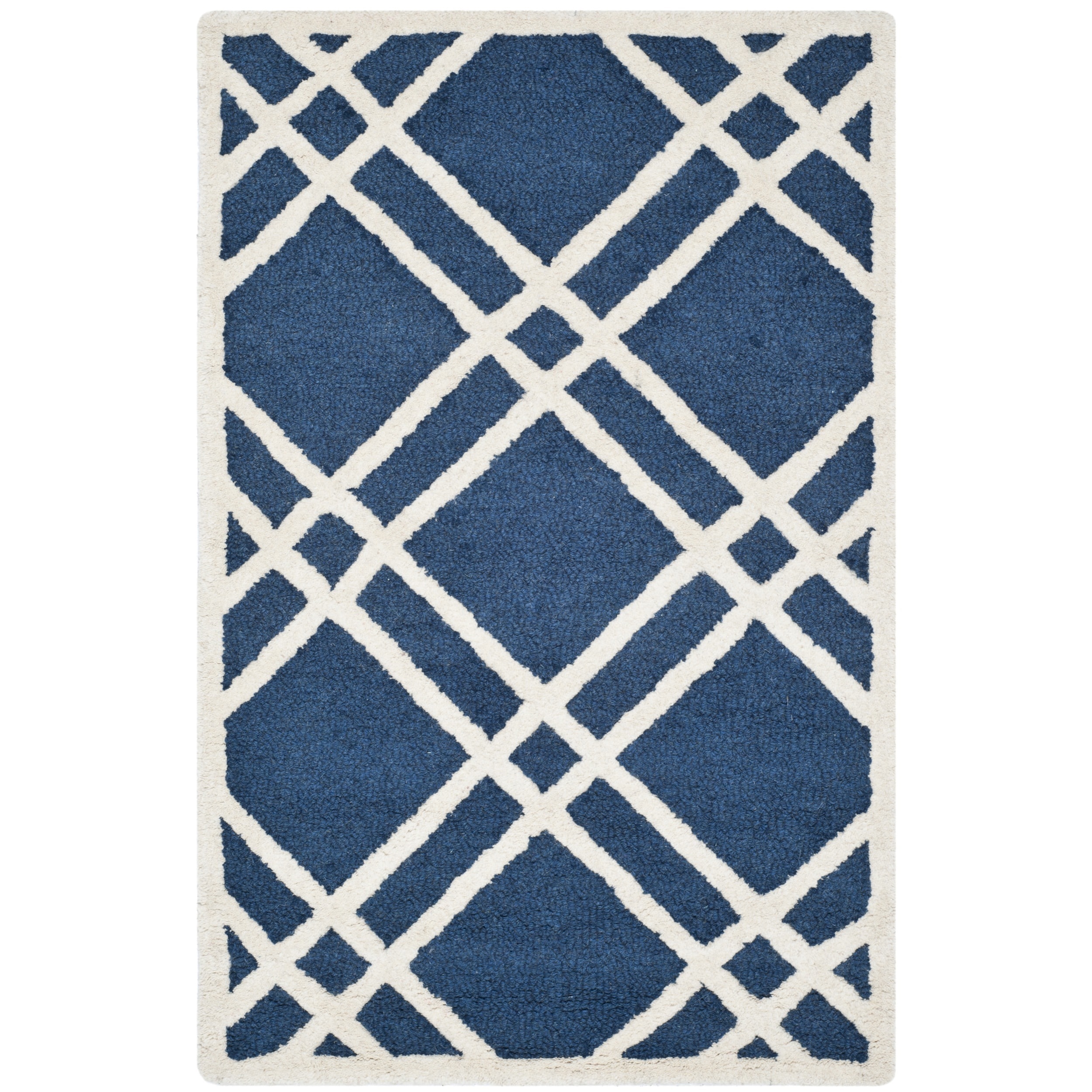 Safavieh Handmade Moroccan Cambridge Crisscross pattern Navy/ Ivory Wool Rug (26 X 4)