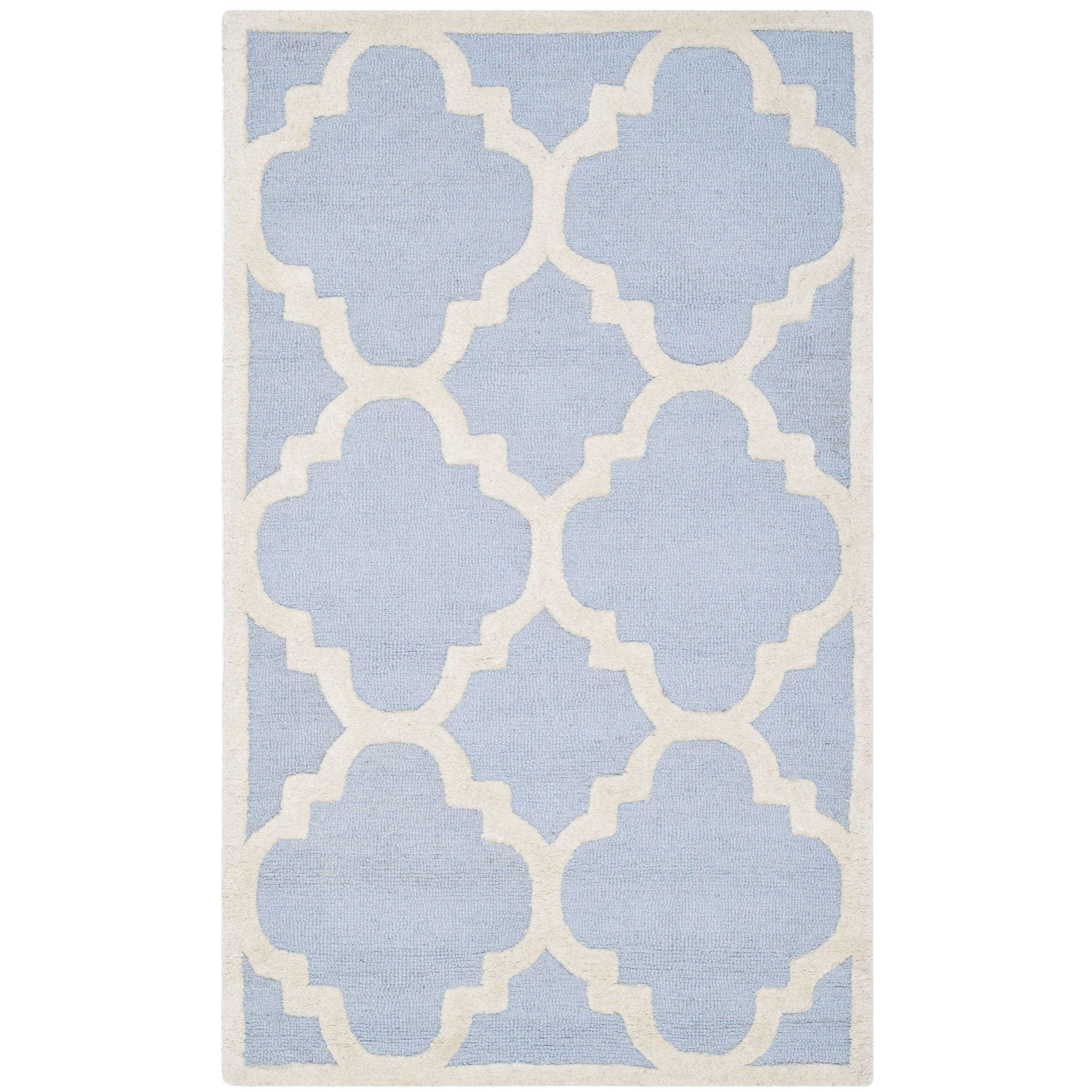 Safavieh Handmade Moroccan Cambridge Light Trellis Pattern Blue/ Ivory Wool Rug (3 X 5)