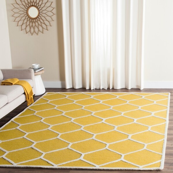 Safavieh Contemporary Handmade Moroccan Cambridge Gold/ Ivory Wool Rug - 8' x 10'