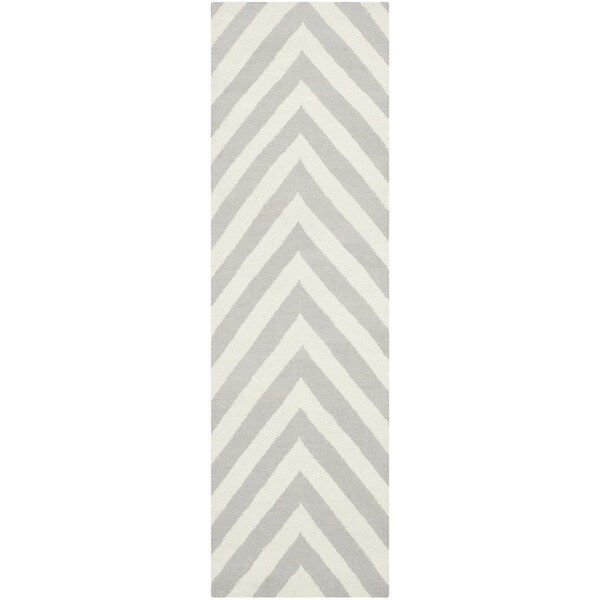 Safavieh Hand-woven Moroccan Reversible Dhurries Grey/ Ivory Wool Rug - 2'6 x 6'