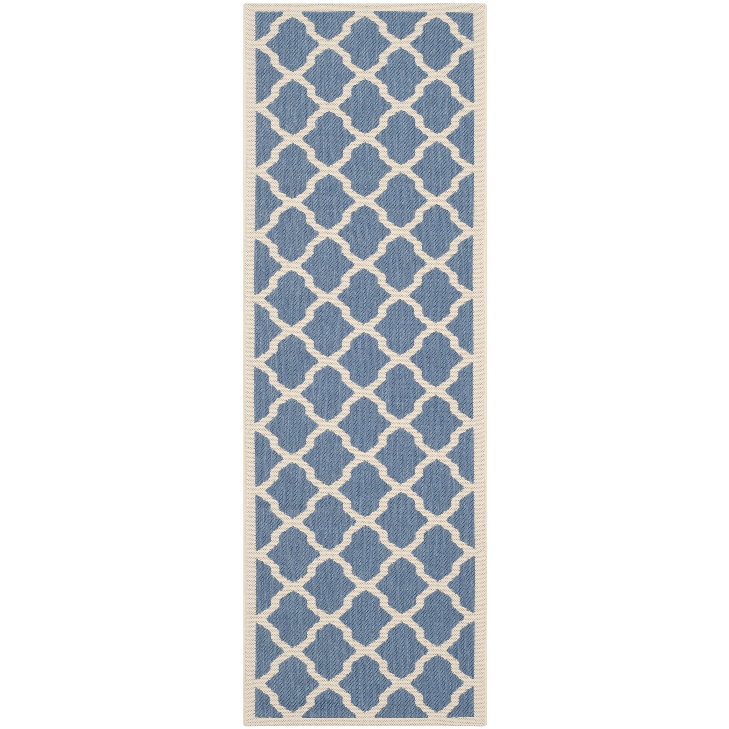 Elegant Safavieh Indoor/ Outdoor Courtyard Blue/ Beige Rug (23 X 8)