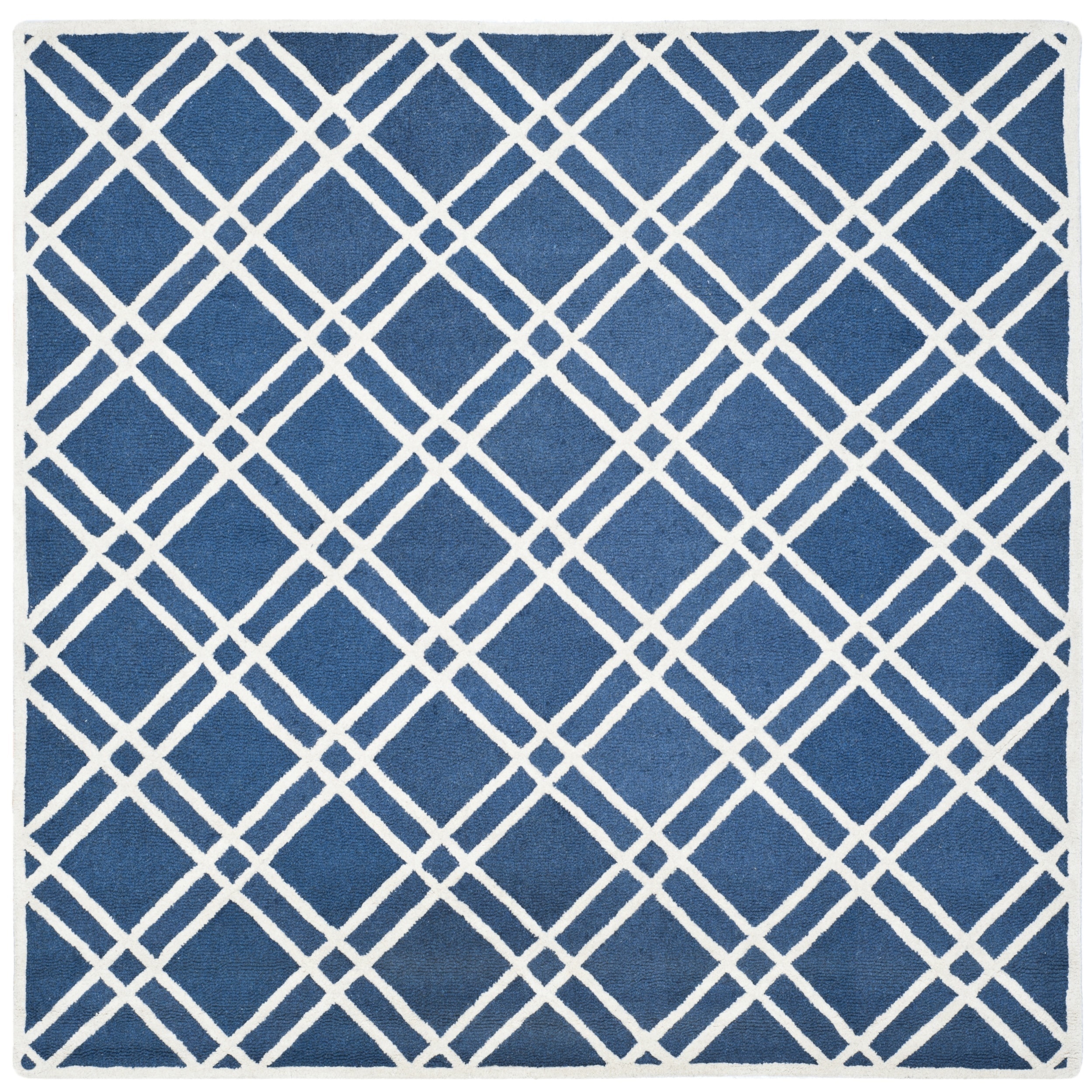 Safavieh Handmade Moroccan Cambridge Crisscross pattern Navy/ Ivory Wool Rug (8 Square)