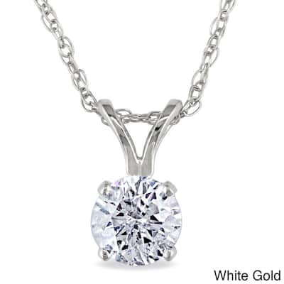Miadora 14k Gold 1/2ct TDW Diamond Solitaire Necklace