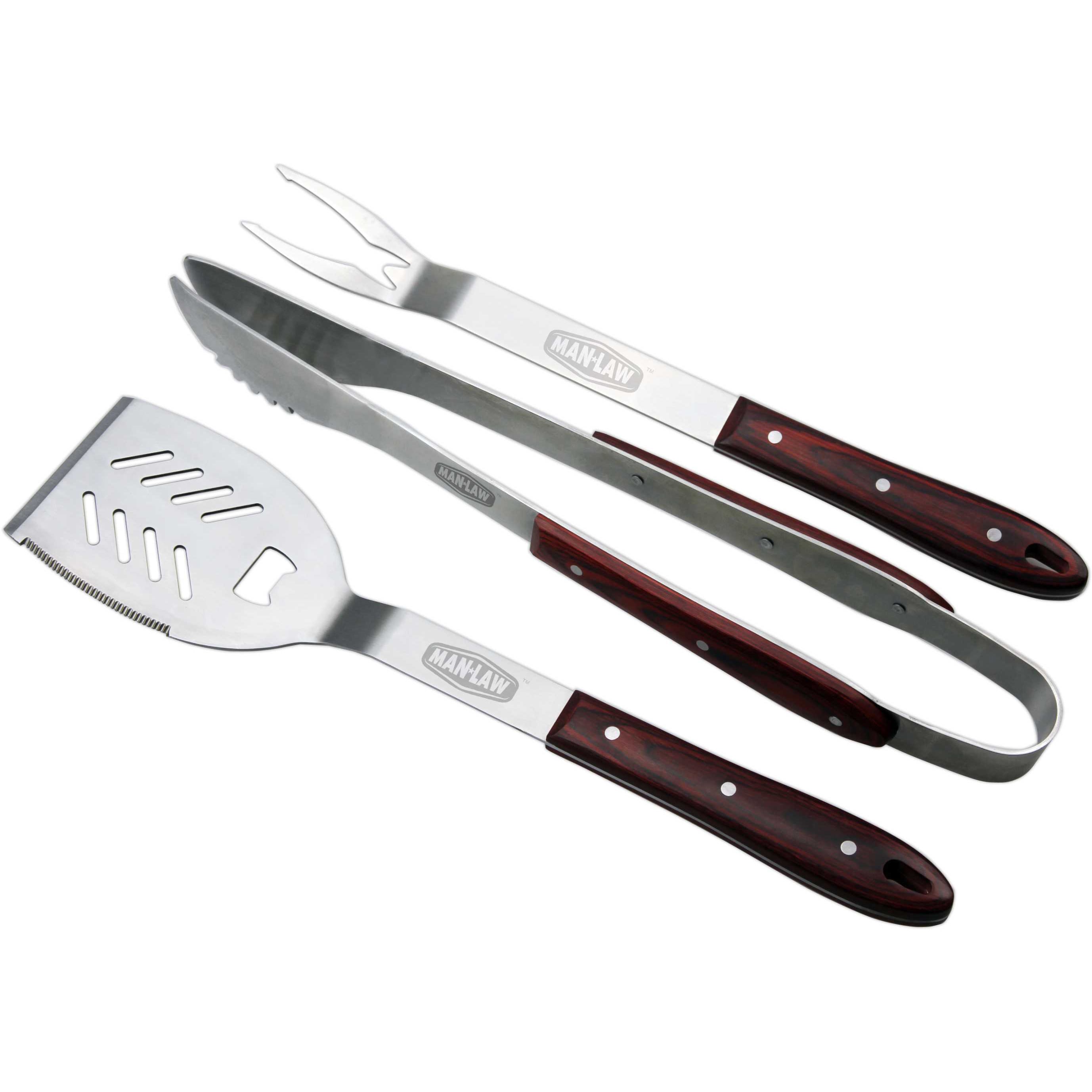 3 piece Bbq Wood Handle Tool Set