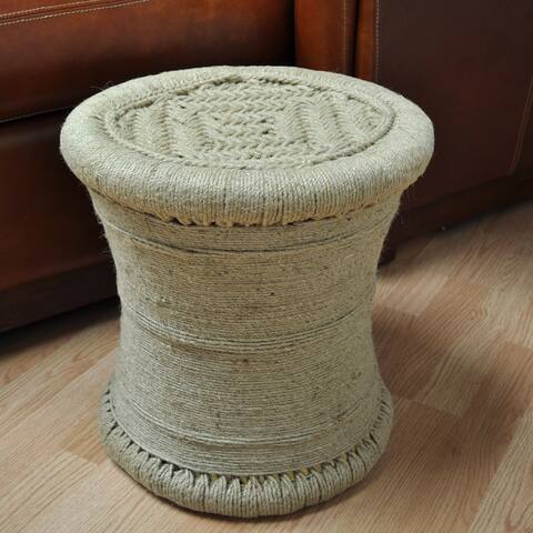 All Natural 17-inch Wrapped Jute Ottoman / Stool