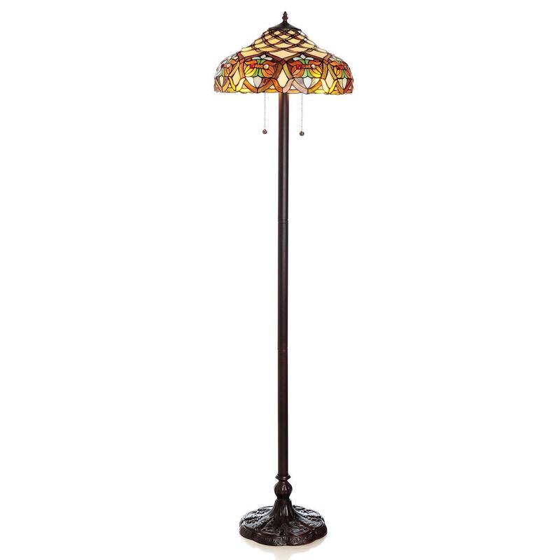 Warehouse of Tiffany 'Arielle' Ivory Tiffany Style Floor Lamp