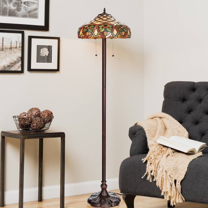 Warehouse of Tiffany 'Arielle' Ivory Tiffany Style Floor Lamp
