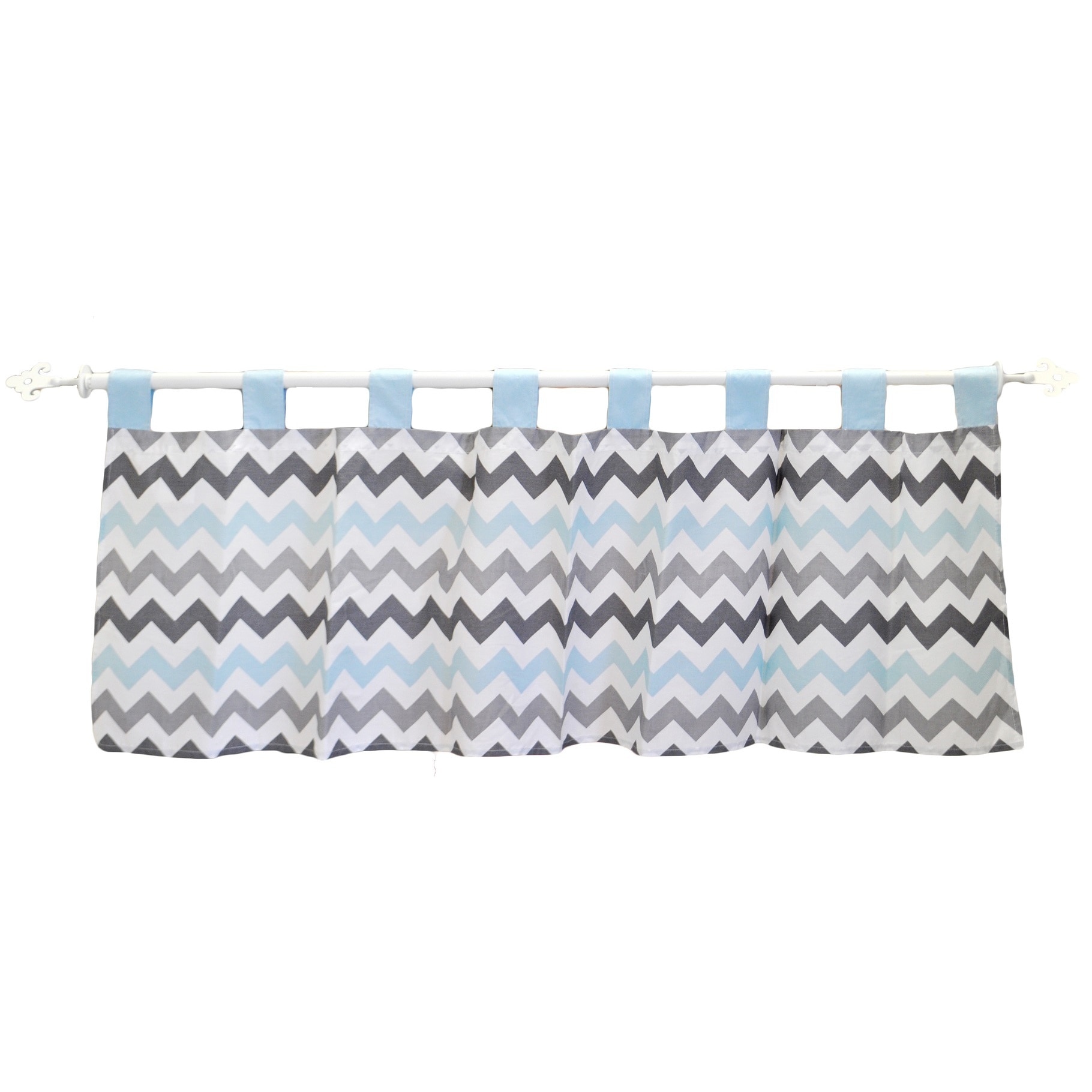 My Baby Sam Chevron Aqua   Grey Curtain Valance