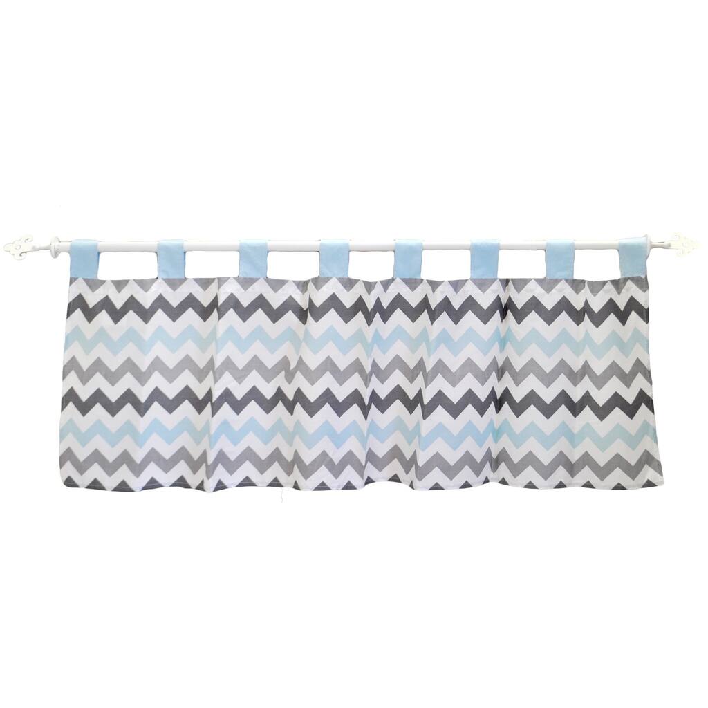 My Baby Sam Chevron Aqua & Grey Curtain Valance