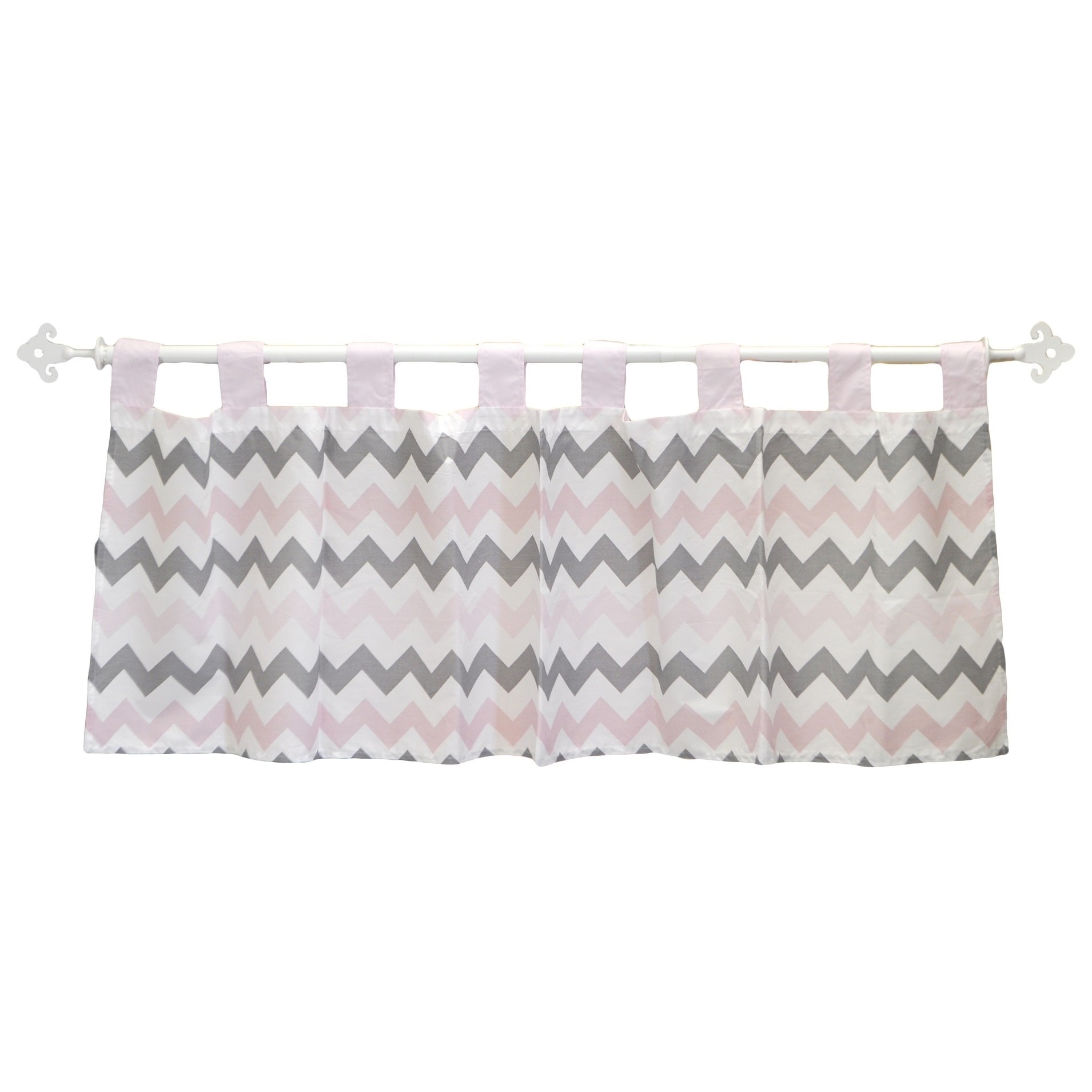 My Baby Sam Pink Chevron Curtain Valance