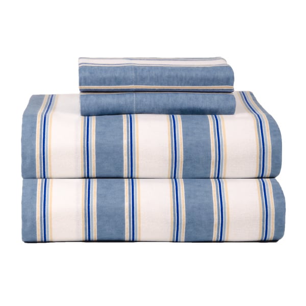 Celeste Home Ultra Soft Blue Stripe Flannel Sheet Set Sheets