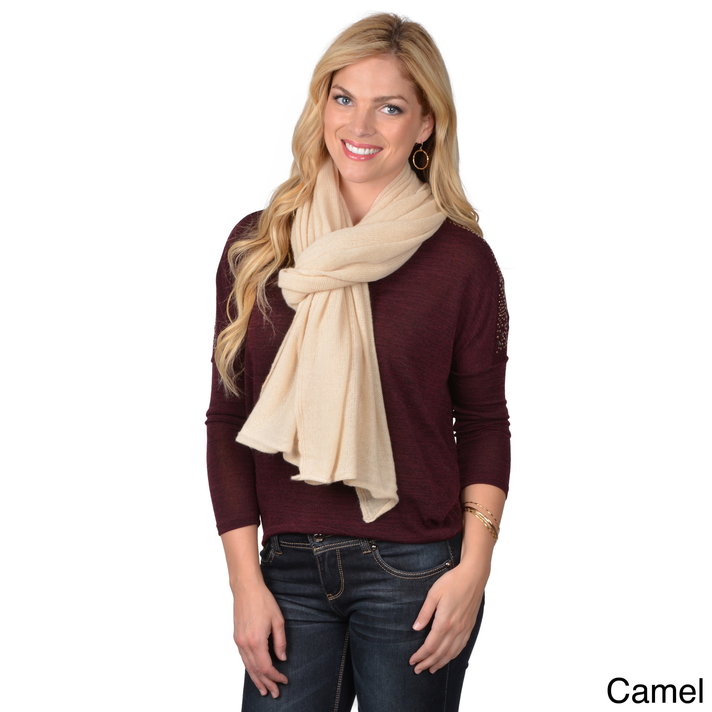 Portolano Womens Solid Color Cashmere Wrap