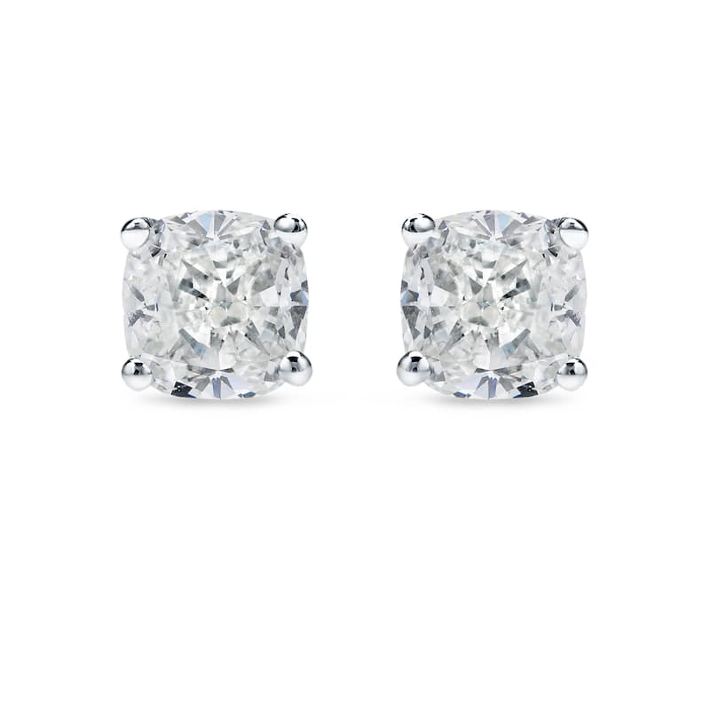 Auriya 14k/18k Gold or Platinum 1/2ct TDW Cushion Cut Diamond Stud Earrings (H-I, SI1-SI2)