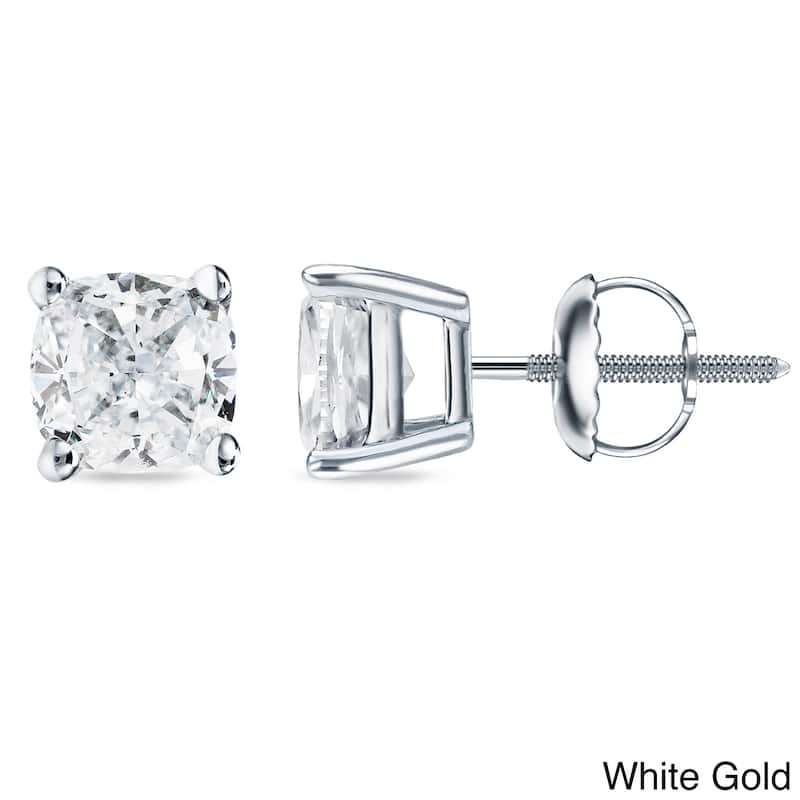 Auriya 3/4ctw Cushion-cut Diamond Stud Earrings 14k 18k or Platinum - 14k White Gold