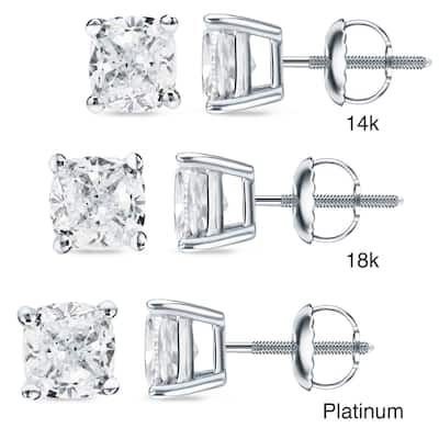 Auriya 3/4ctw Cushion-cut Diamond Stud Earrings 14k 18k or Platinum