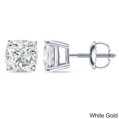 Auriya 1ctw Cushion-cut Diamond Stud Earrings 14k 18k or Platinum