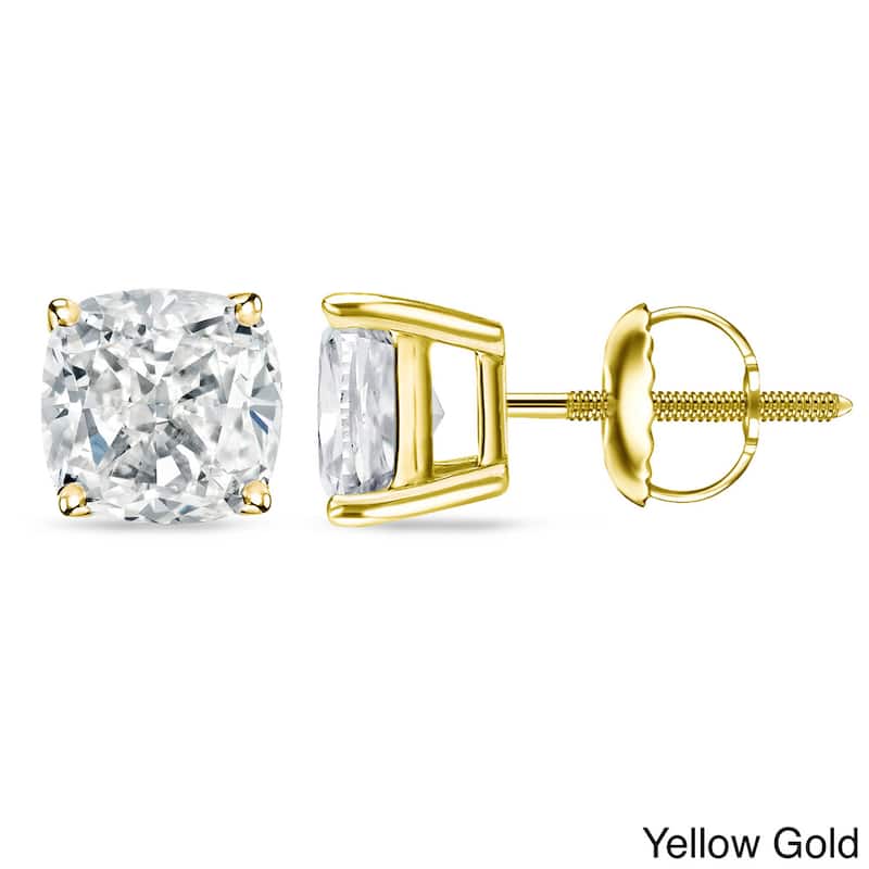 Auriya 1ctw Cushion-cut Diamond Stud Earrings 14k 18k or Platinum - 18k Yellow Gold
