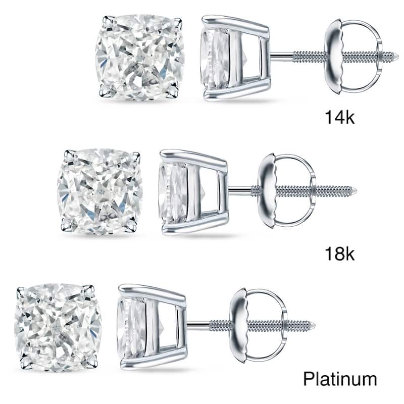 Auriya 1ctw Cushion-cut Diamond Stud Earrings 14k 18k or Platinum