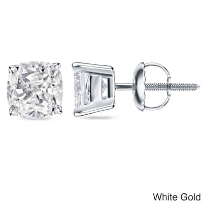Auriya 1 1/2ctw Cushion-cut Diamond Stud Earrings 14k 18k or Platinum (H-I,SI1-SI2)