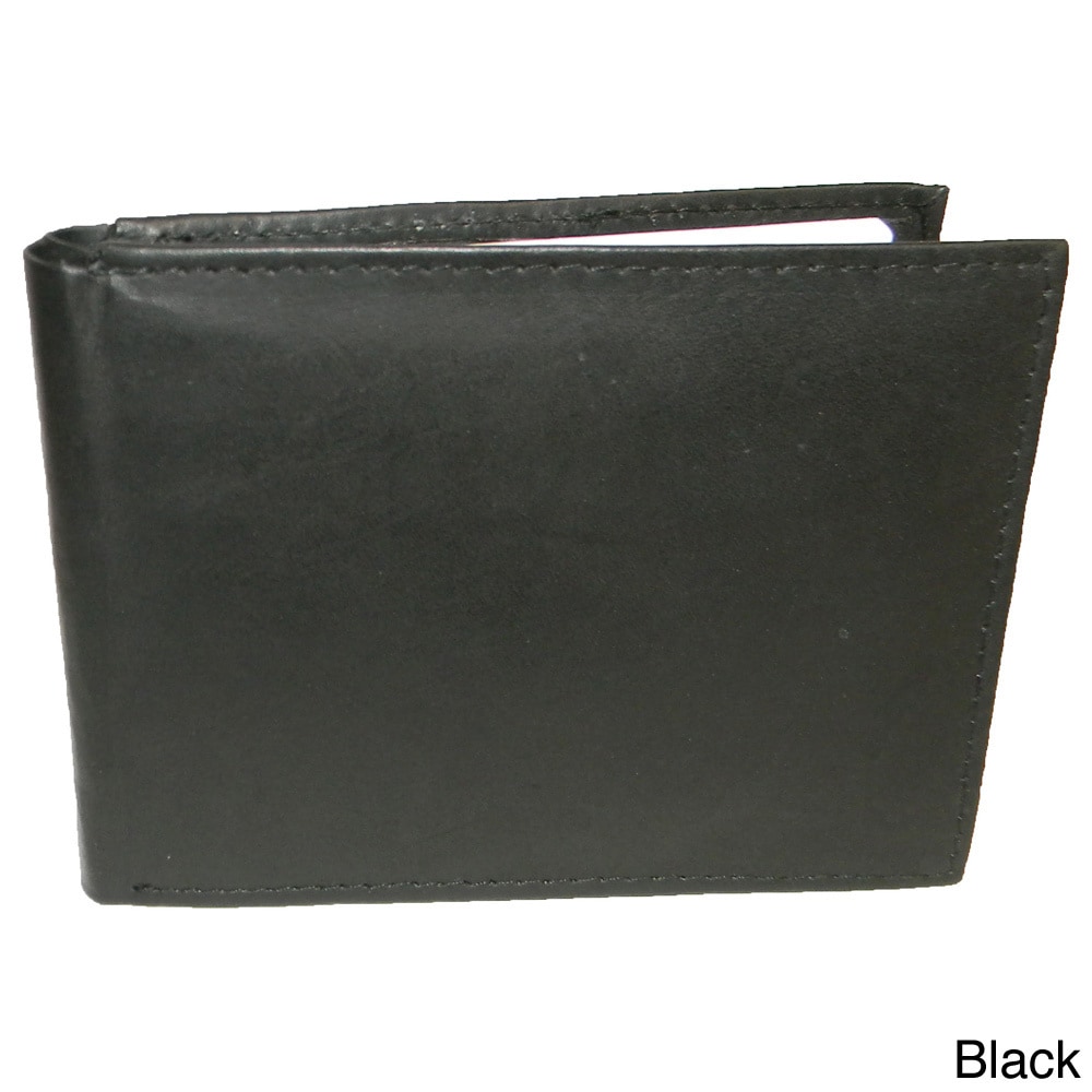 Hollywood Tag Cowhide Leather Thin Bi fold Wallet