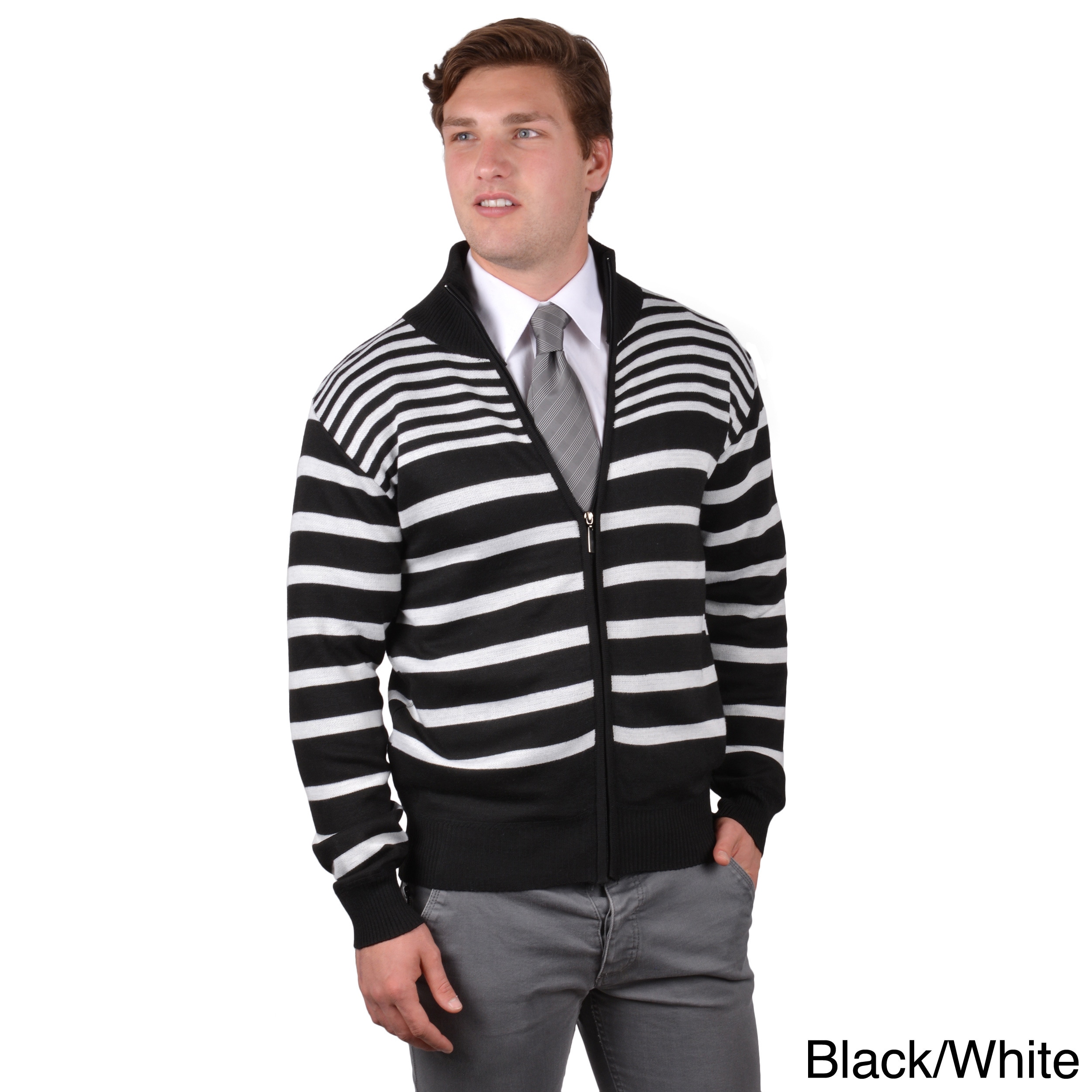 Boston Traveler Mens Striped Zip up Sweatshirt