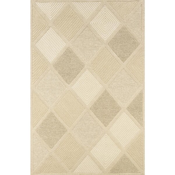 Hand-Crafted Barlow Diamonds White/Tan Area Rug - 3'6" x 5'6"