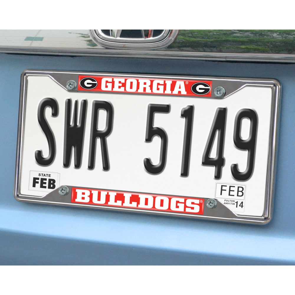 Ncaa Collegiate License Plate Frame (ChromeMaterials MetalQuantity One (1) license plate frameDimensions 6.25 inches high x 12.25 inches wide x 0.5 inches )