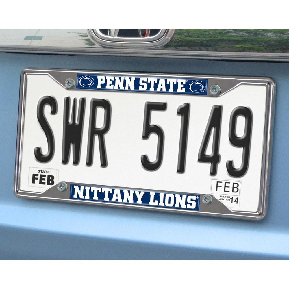 Ncaa Collegiate License Plate Frame (ChromeMaterials MetalQuantity One (1) license plate frameDimensions 6.25 inches high x 12.25 inches wide x 0.5 inches )