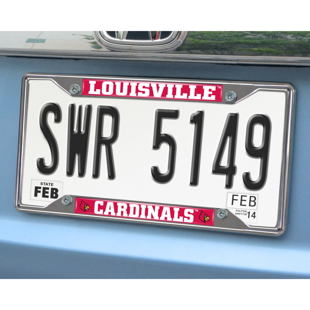 Ncaa Collegiate License Plate Frame (ChromeMaterials MetalQuantity One (1) license plate frameDimensions 6.25 inches high x 12.25 inches wide x 0.5 inches )