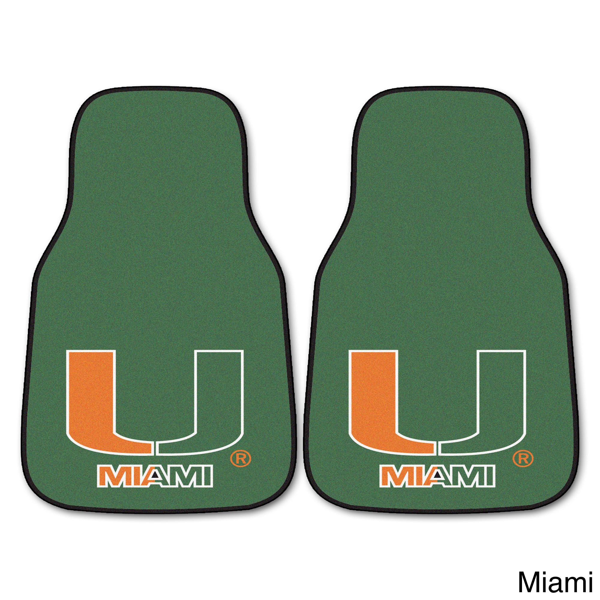 Collegiate Clemson, Florida State, Mississippi State, Texas Tech, Kansas, Miami, Missouri, Carolina 2 piece Carpeted Car Mats